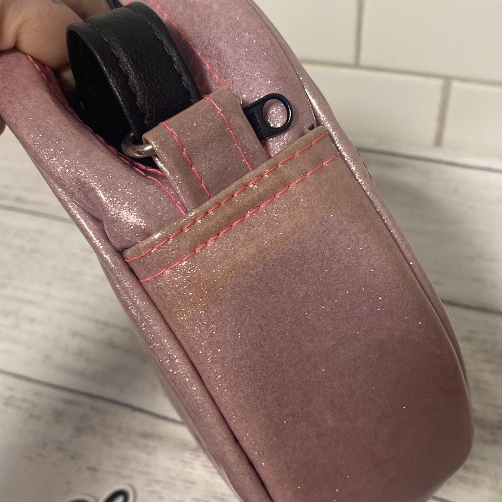 *Love Pain and Stitches Pink and Textured Teal Chipped Tooth Happy Pumpkin Purse - Picture 11 of 16